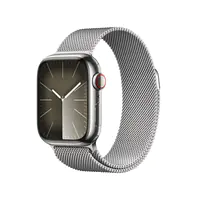 Apple Watch Series 9 (GPS + Cellular) - 41 mm - Silver Edelstahl - intelligente Uhr mit Milanaise Armband - 64 GB - Wi-Fi, Bluetooth, UWB, LTE - 4G - 42.3 g