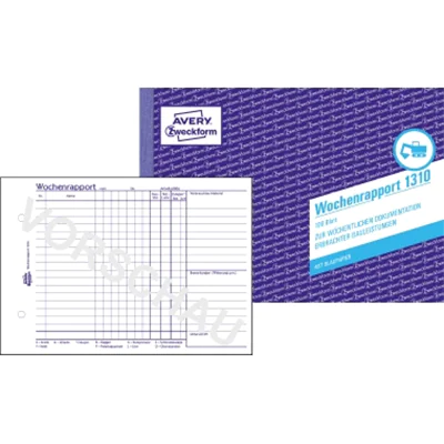 Avery Zweckform Wochenbericht 1310 DIN A5 100Bl. Avery Zweckform Wochenbericht 1310 DIN A5 100Bl.