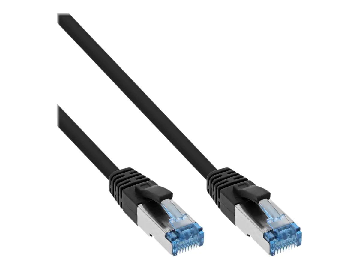 InLine - Patch-Kabel - RJ-45 (M) zu RJ-45 (M) - 25 cm - SFTP, PiMF - CAT 6a - halogenfrei, geformt, rund, ohne Haken - Schwarz