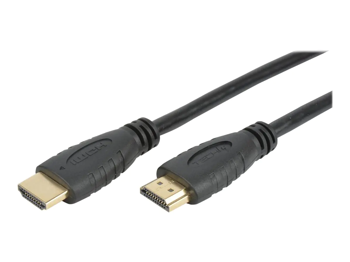 TECHly - HDMI-Kabel mit Ethernet - HDMI männlich zu HDMI männlich - 3 m - Doppelisolierung - Schwarz - geformt