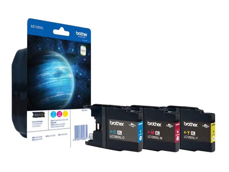 Brother LC1280XL Rainbow-Pack - Gelb, Cyan, Magenta - Original - Blister mit akustischem/elektromagnetischem Alarm - Tintenpatrone - für Brother MFC-J5910DW, MFC-J6510DW, MFC-J6710DW, MFC-J6910DW