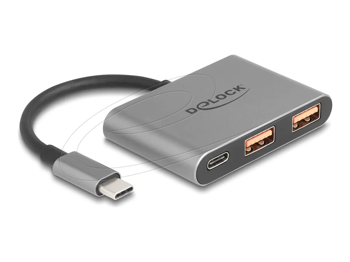 Delock - Hub - 10 Gbps, with USB-C connector - 1 x USB-C 3.2 Gen 2 + 2 x USB 3.2 Gen 2 - Desktop