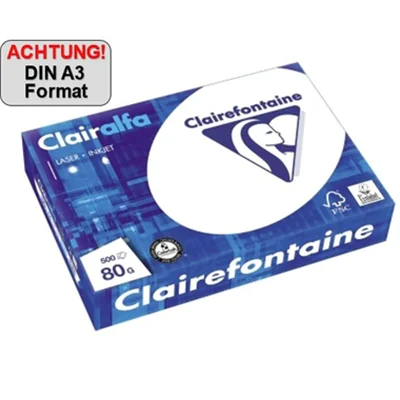 Clairefontaine Multifunktionspapier DIN A3 80g weiß 500 Bl./Pack. Clairefontaine Multifunktionspapier DIN A3 80g weiß 500 Bl./Pack.