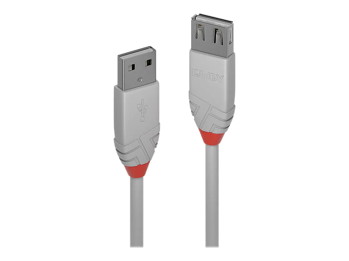 Lindy Anthra Line - USB-Verlängerungskabel - USB (M) zu USB (W) - USB 2.0 - 1 m - rund - Grau