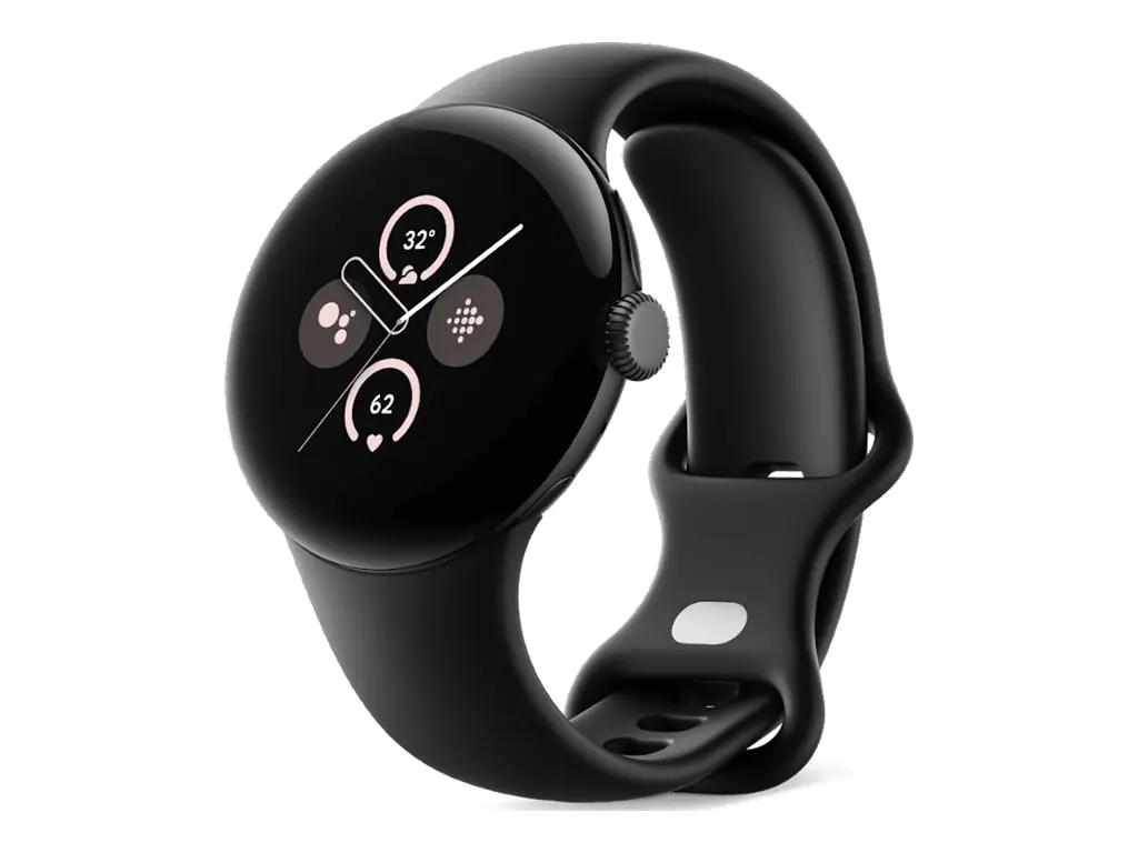Google Pixel Watch 2 - Aluminium mattschwarz - intelligente Uhr mit Active Armband - Flouroelastomer - Obsidian - Bandgröße: S/L - 32 GB - Bluetooth, Wi-Fi, NFC - 31 g