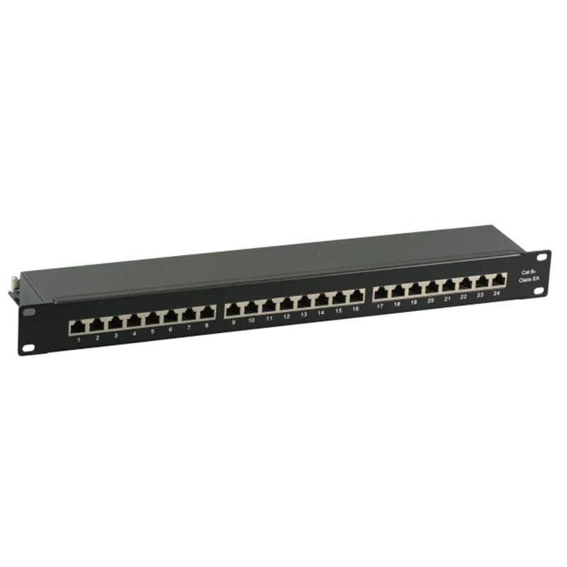 EFB-Elektronik - Patch Panel - Rack montierbar - CAT 6a - STP - RJ-45 X 24 - Schwarz, RAL 9005 - 1U - 48.3 cm (19")