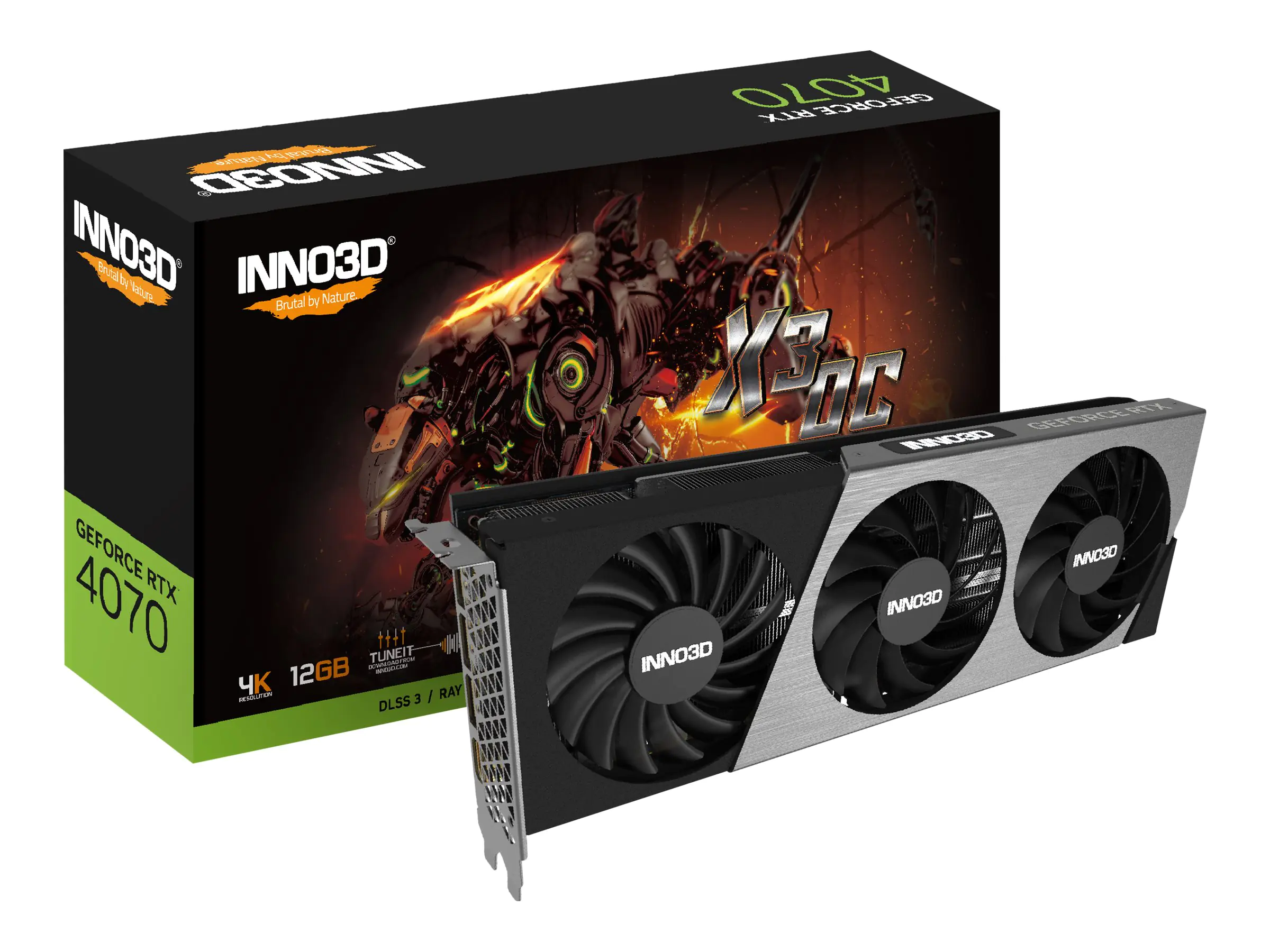Inno3D GeForce RTX 4070 X3 OC - Grafikkarten - GeForce RTX 4070 - 12 GB GDDR6X - PCIe 4.0 x16 - HDMI, 3 x DisplayPort - Farbbox