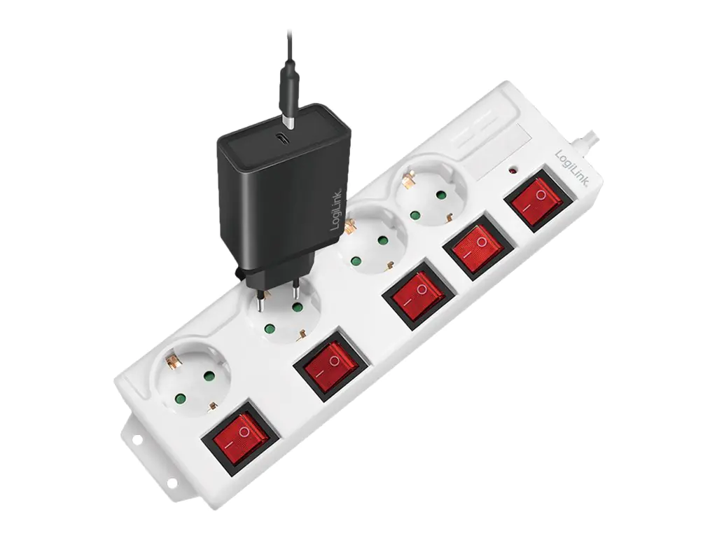 LogiLink - Steckdosenleiste - Wechselstrom 250 V - 3680 Watt - Ausgangsanschlüsse: 4 (4 x CEE 7/3) - 1.5 m Schnur - Deutschland - weiß