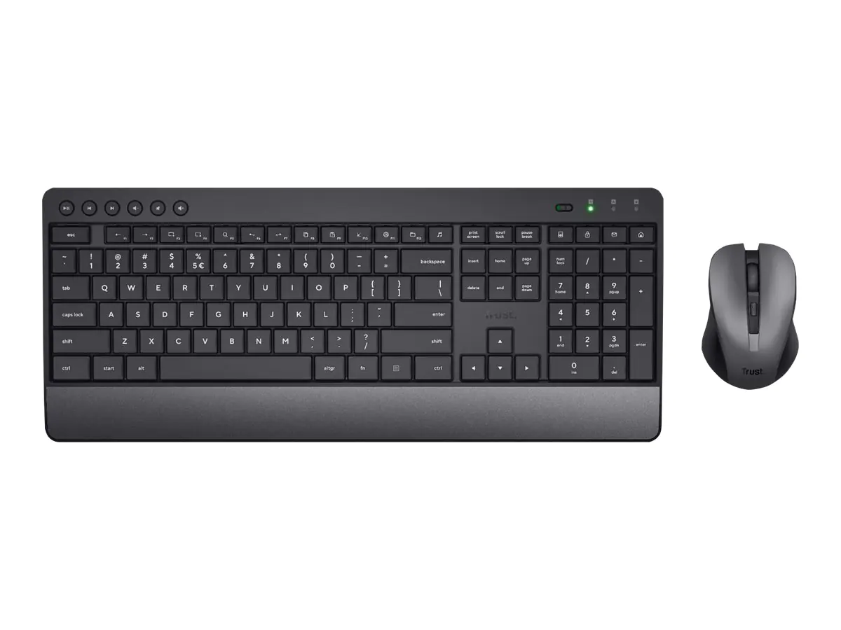 Trust Trezo Comfort - Tastatur-und-Maus-Set - kabellos - Deutsch - Schwarz - recycelte Verpackung