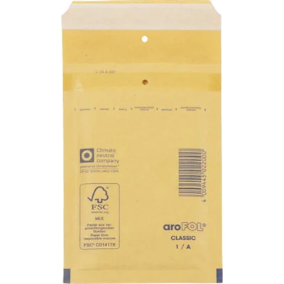 aroFOL® Luftpolstertasche classic Standard 1/A Adhäsionsverschluss, mit Haftklebung, Lochung für Klammer Papier braun 200 St./Pack. aroFOL® Luftpolstertasche classic Standard 1/A Adhäsionsverschluss, mit Haftklebung, Lochung für Klammer Papier braun 200 St./Pack.
