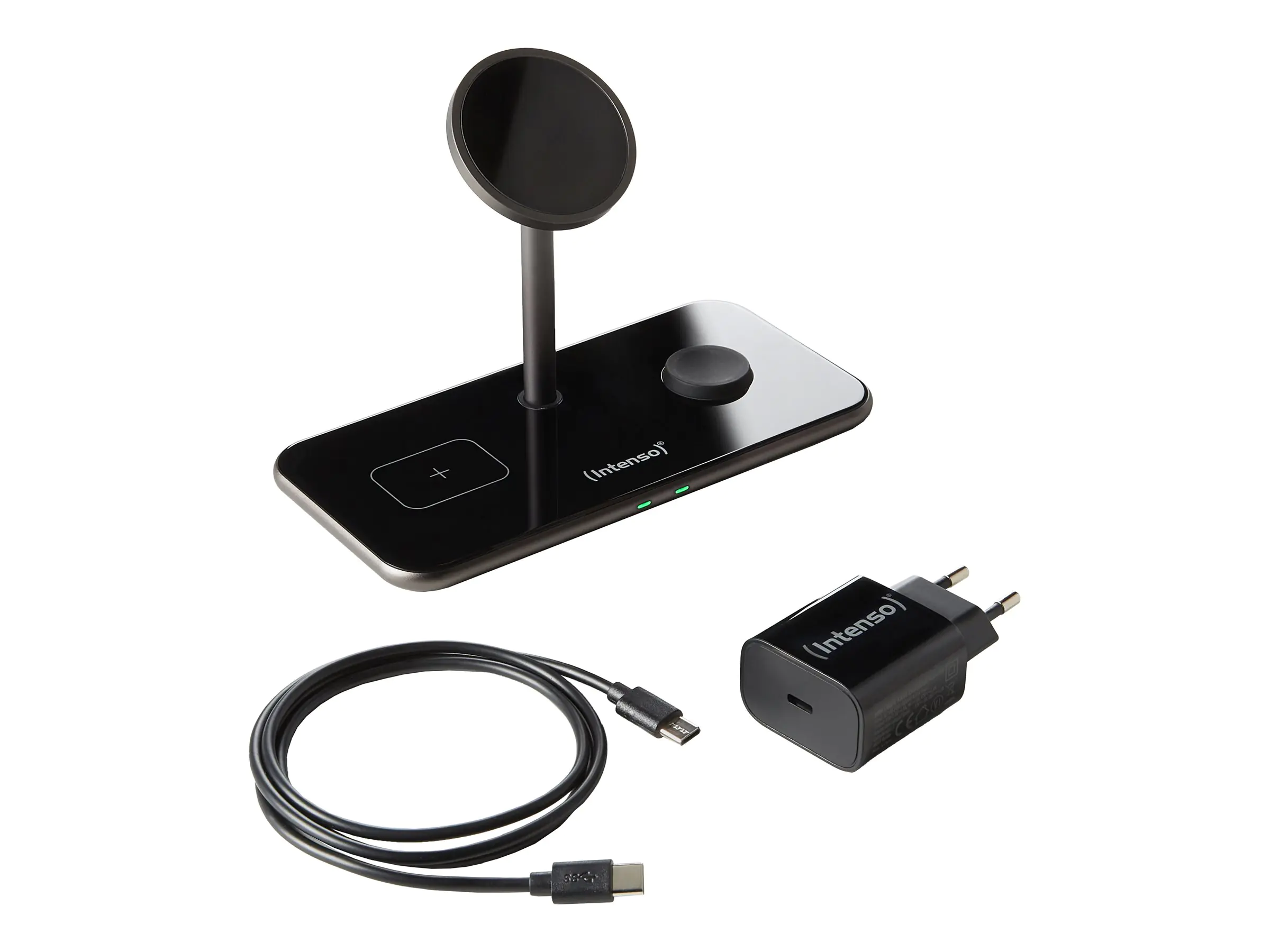 Intenso MB13 - Kabelloses Ladegerät - 3-in-1, magnetisch + AC-Netzteil - 15 Watt - Schwarz