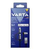 Varta Speed Charge & Sync Cable Micro USB USB Type C & Lightning Varta Speed Charge & Sync Cable Micro USB USB Type C & Lightning