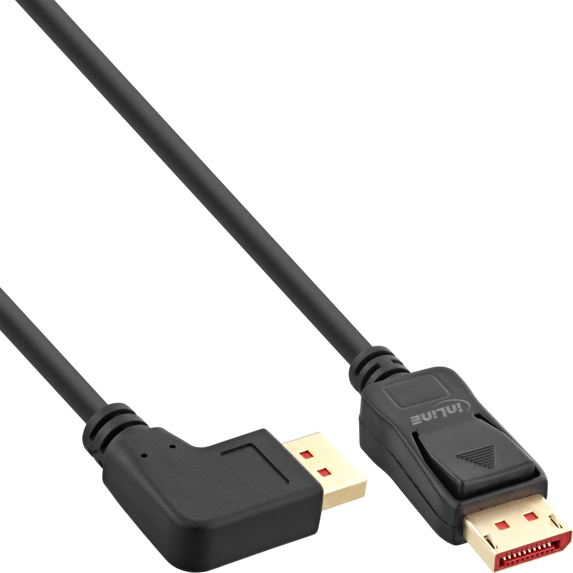 InLine - DisplayPort-Kabel - DisplayPort (M) links gewinkelt zu DisplayPort (M) gerade - DisplayPort 1.4 - 1 m - 8K Unterstützung - Schwarz