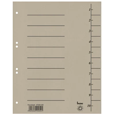 Bene Trennblatt DIN A4 Karton grau 100 St./Pack.