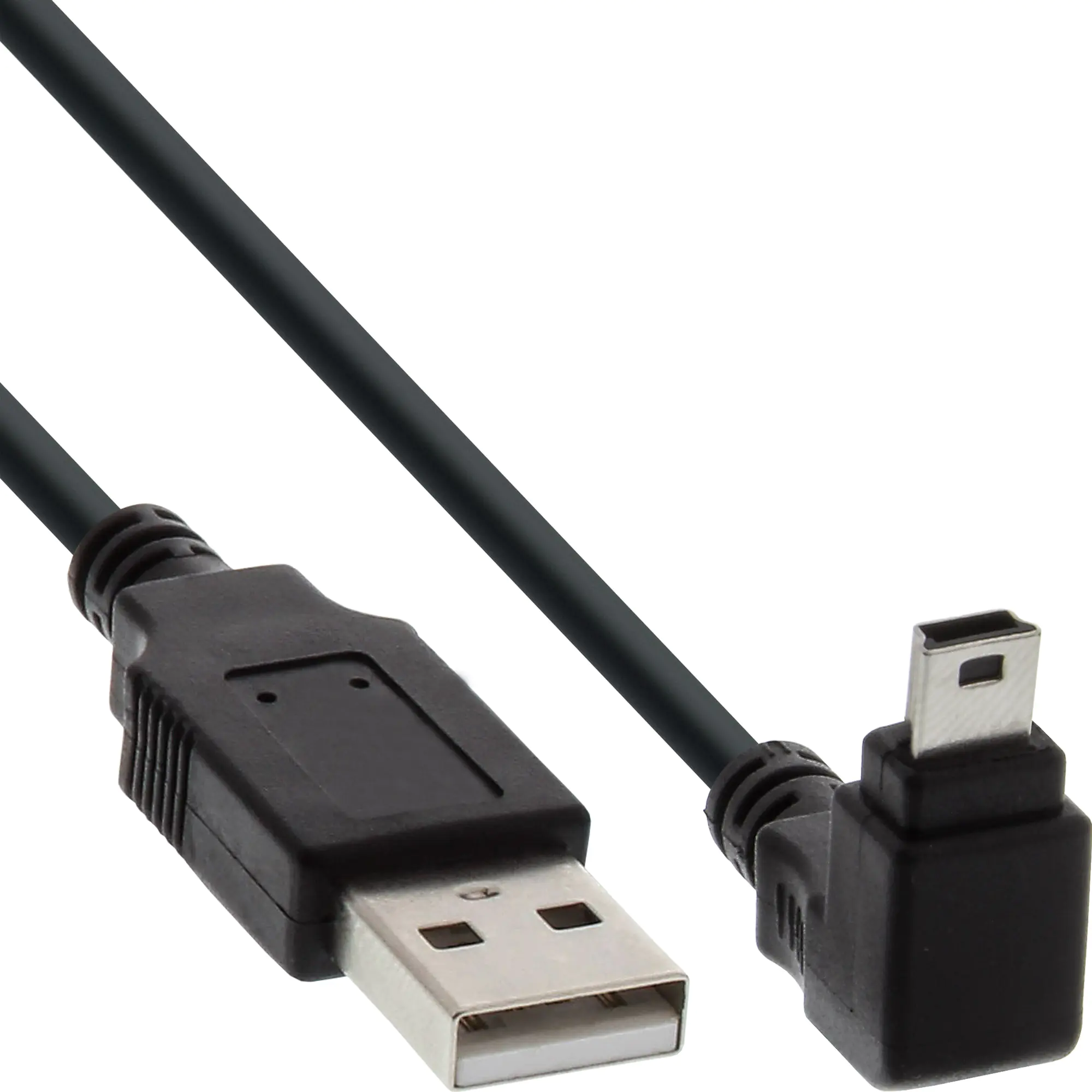 InLine - USB-Kabel - Mini-USB, Typ B (S) zu USB (M) - USB 2.0 - 3 m - 90° Stecker - Schwarz