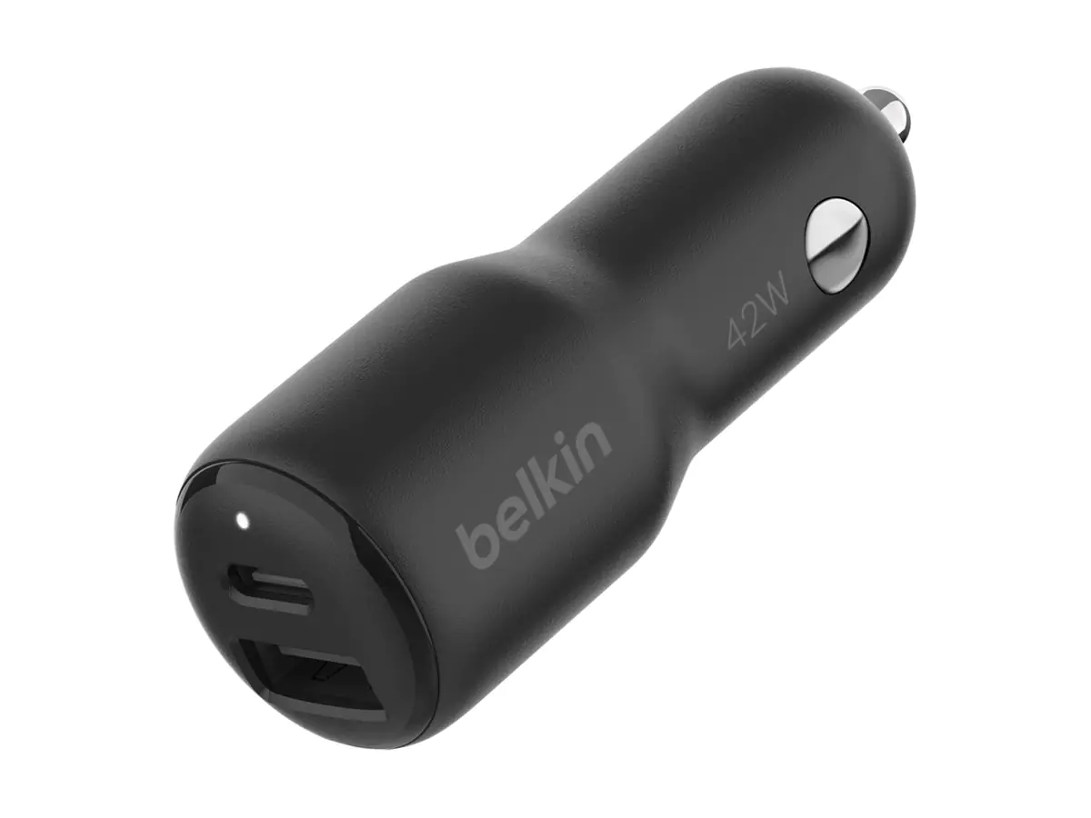 Belkin BoostCharge - Auto-Netzteil - 42 Watt - PD 3.0, Fast Charge - 2 Ausgabeanschlussstellen (USB, 24 pin USB-C) Belkin BoostCharge - Auto-Netzteil - 42 Watt - PD 3.0, Fast Charge - 2 Ausgabeanschlussstellen (USB, 24 pin USB-C)