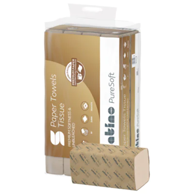 Satino Papierhandtuch PureSoft 24 x 32 cm (B x L) Papier, 100 % recycelte Wellpappe softbeige 25 x 120 Bl./Pack. Satino Papierhandtuch PureSoft 24 x 32 cm (B x L) Papier, 100 % recycelte Wellpappe softbeige 25 x 120 Bl./Pack.