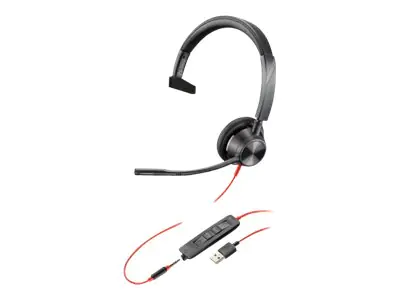 Poly Blackwire 3315 - Microsoft Teams - 3300 Series - Headset - On-Ear - kabelgebunden - USB, 3,5 mm Stecker - Zertifiziert für Microsoft Teams