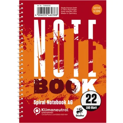 Staufen Collegeblock Notebook Original DIN A6 kariert 70g/m² rot 160 Bl.