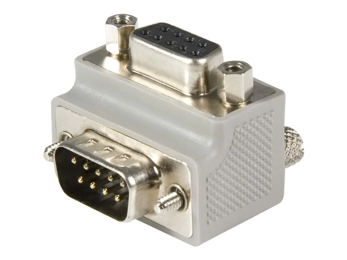 StarTech DB9 auf Seriell DB9 Kabel Adapter Typ 2 rechts gewinkelt - St/Bu - DB9 Koppler - Serieller Adapter - DB-9 (M) zu DB-9 (W) - 90° Stecker - Grau - für P/N: ICUSB2324852, ICUSB232DB25, ICUSB232INT1, ICUSB232INT2, ICUSB422