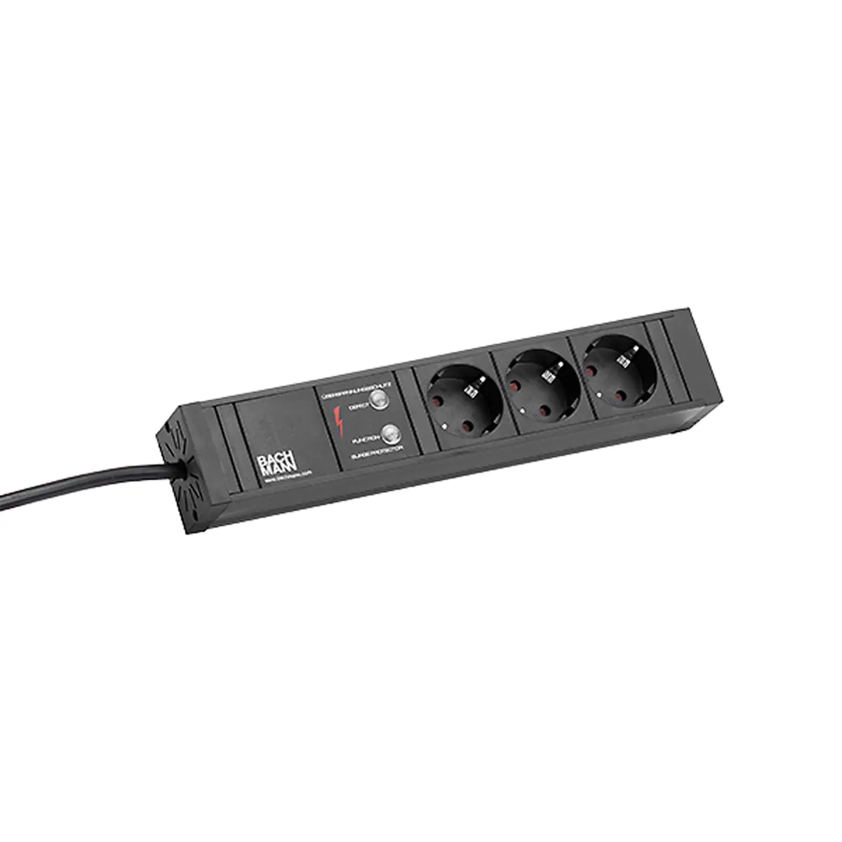 Bachmann CONNECT LINE Steckdosenleiste 3-fach ÜSS, 2,0m, schwarz, ohne Schalter