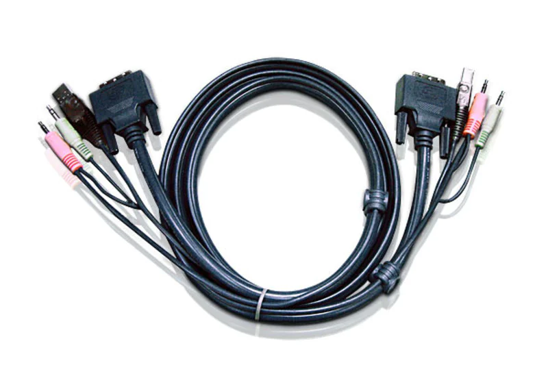 ATEN 2L-7D02U - Video- / USB- / Audio-Kabel - USB, mini-phone stereo 3.5 mm, DVI-D (M) zu mini-phone stereo 3.5 mm, USB Typ B, DVI-D (M) - 1.8 m