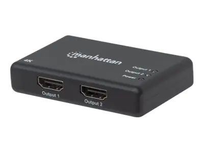 Manhattan HDMI Splitter 2-Port , 4K@30Hz, Displays output from x1 HDMI source to x2 HD displays (same output to both displays), AC Powered (cable 0.9m), Black, Three Year Warranty, Retail Box - Video-/Audio-Splitter - 2 x HDMI - Desktop Manhattan HDMI Splitter 2-Port , 4K@30Hz, Displays output from x1 HDMI source to x2 HD displays (same output to both displays), AC Powered (cable 0.9m), Black, Three Year Warranty, Retail Box - Video-/Audio-Splitter - 2 x HDMI - Desktop
