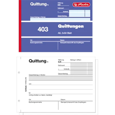 Herlitz Quittungsblock A6 403 2x50 Blatt - A6 886614