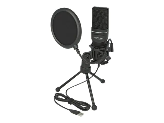 DeLOCK USB Condenser Microphone Set for Podcasting, Gaming and Vocals - Mikrofon - USB - Schwarz