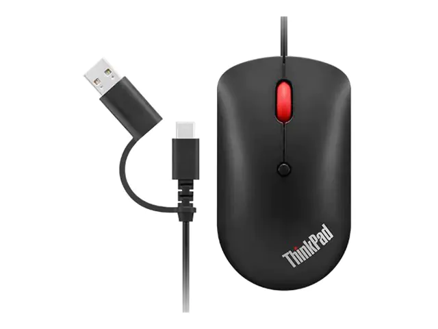 Lenovo ThinkPad Compact - Maus - rechts- und linkshändig - optisch - 4 Tasten - kabelgebunden - USB, USB-C - Raven Black - OEM