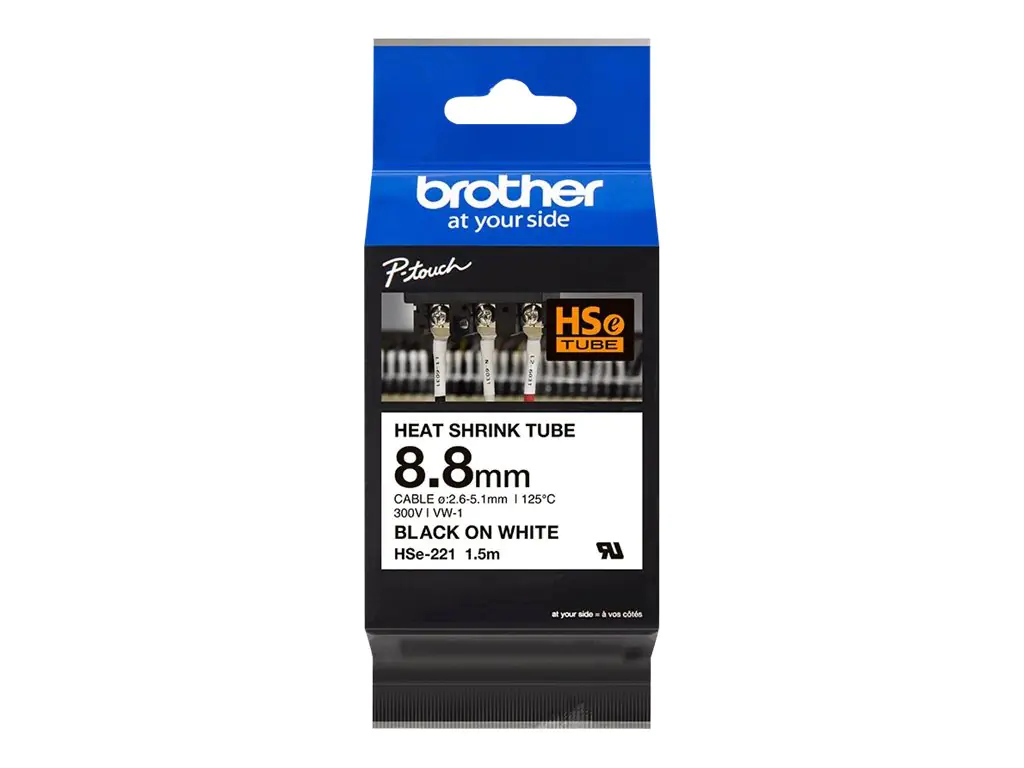 Brother HSe-221 - Schwarz auf Weiß - Rolle (0,88 cm x 1,5 m) HSE221