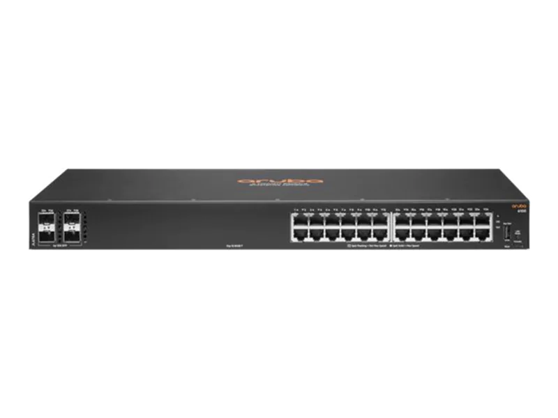 HPE Aruba 6100 24G 4SFP+ Switch - Switch - managed - 24 x 10/100/1000 + 4 x 1 Gigabit / 10 Gigabit SFP+ - Seite-zu-Seite-Luftstrom - an Rack montierbar HPE Aruba 6100 24G 4SFP+ Switch - Switch - managed - 24 x 10/100/1000 + 4 x 1 Gigabit / 10 Gigabit SFP+ - Seite-zu-Seite-Luftstrom - an Rack montierbar