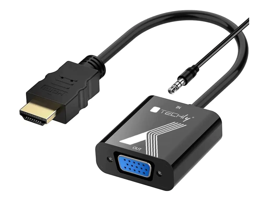 TECHly - Video- / Audio-Adapter - HDMI männlich zu mini-phone stereo 3.5 mm, 15 pin VGA weiblich - Schwarz - 1920 x 1200 (WUXGA) 60 Hz Support