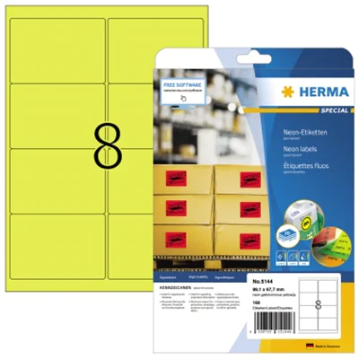 HERMA Etikett 5144 99,1x67,7mm neongelb 160 St./Pack. HERMA Etikett 5144 99,1x67,7mm neongelb 160 St./Pack.