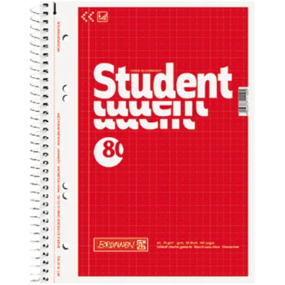 Brunnen 1067952, Einfarbig, Rot, A5, 80 Blätter, 70 g/m², Kariertes Papier