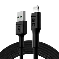 Green Cell GC Ray - Lightning-Kabel - USB männlich zu Lightning männlich weiße LED-Beleuchtung - 2 m - Doppelisolierung - Schwarz