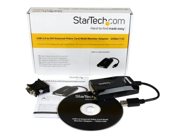 StarTech USB 3.0 auf DVI / VGA Video Adapter - Externe Multi Monitor Grafikkarte (Stecker / Buchse) - 2048x1152 - USB/DVI-Adapter - USB Typ A (M) zu DVI-I (W) - USB 3.0 - 15.2 cm - 2048 x 1152 Support - Schwarz - für P/N: DVIDDMM10, DVIDDMM6, DVIDSMM10, D
