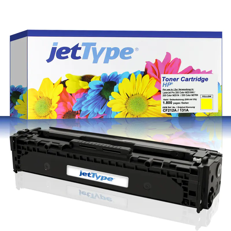 jetType Toner kompatibel zu HP CF212A 131A gelb 1.800 Seiten 1 Stück jetType Toner kompatibel zu HP CF212A 131A gelb 1.800 Seiten 1 Stück