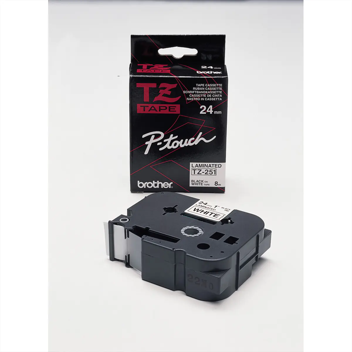 Brother TZe-251 - Standard-Klebstoff - Schwarz auf Weiß - Rolle (2,4 cm x 8 m) 1 Kassette(n) laminiertes Band - für P-Touch PT-2730, 3600, 9700, D600, D800, E500, E550, E800, H500, P700, P750, P900, P950