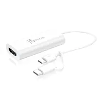 j5create JUA165C - Adapterkabel - 24 pin USB-C, 5-poliger USB Typ B männlich zu HDMI weiblich - 15 m - weiß - 1080p-Unterstützung