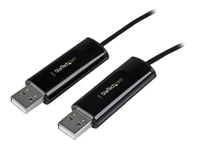 StarTech 2 Port USB Tastatur und Maus KM Switch / Umschalter mit Datentransfer für PC und Mac - USB KM Datentransferkabel - Linkkabel - USB 2.0 - USB 2.0 - Schwarz