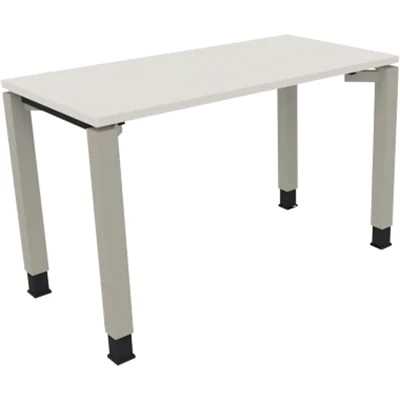 Schreibtisch Vierfuß Quadratrohr B1200xT600xH680-820 si/Weiß