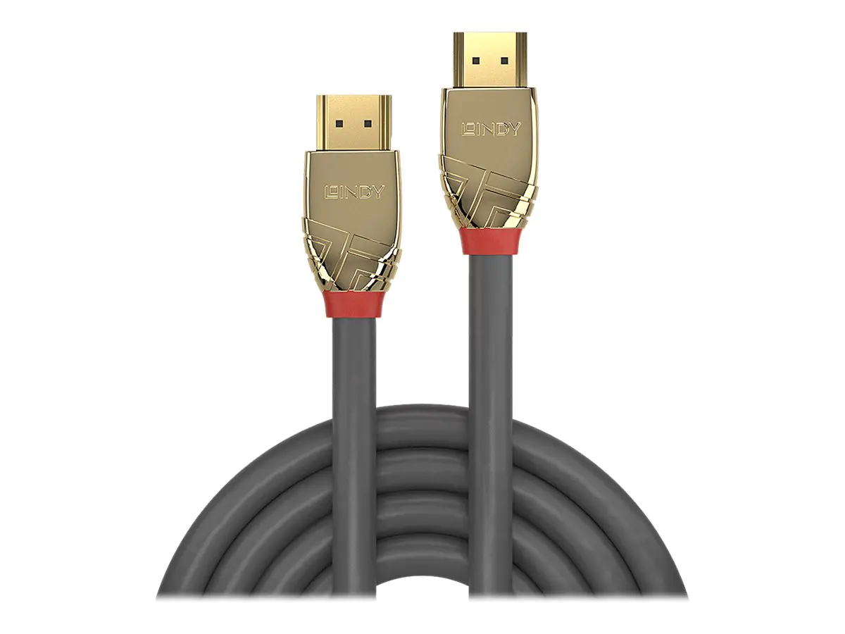 Lindy Gold Line Standart with Ethernet - HDMI-Kabel mit Ethernet - HDMI männlich zu HDMI männlich - 10 m - Dreifachisolierung - Grau - 4K Unterstützung