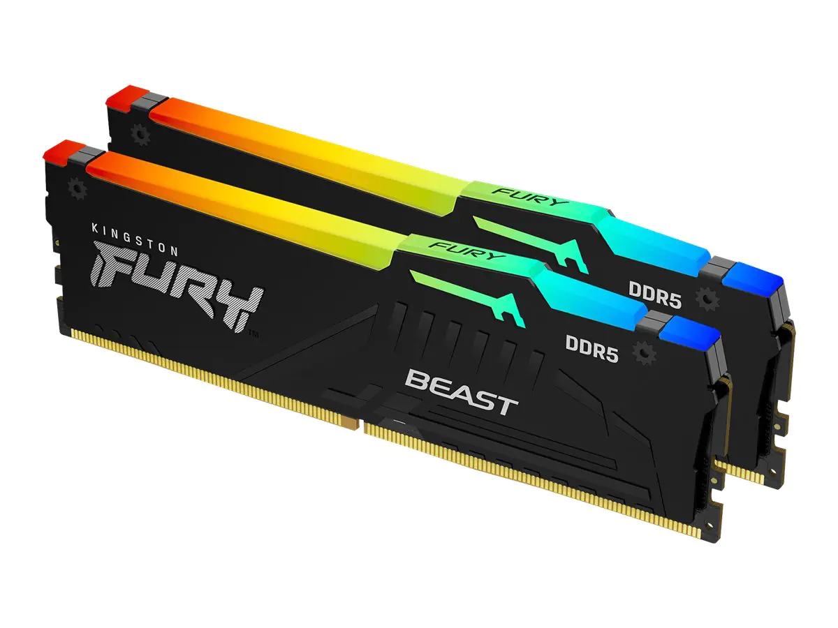 Kingston FURY Beast RGB - DDR5 - Kit - 32 GB: 2 x 16 GB - DIMM 288-PIN - 5200 MHz / PC5-41600 - CL40 - 1.25 V - ungepuffert - on-die ECC