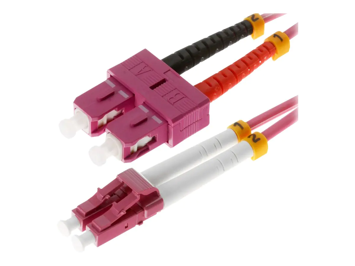 Helos - Patch-Kabel - LC Multi-Mode (M) bis SC multi-mode (M) - 1 m - Glasfaser - Duplex - 50/125 Mikrometer - OM4 - Erikaviolett Helos - Patch-Kabel - LC Multi-Mode (M) bis SC multi-mode (M) - 1 m - Glasfaser - Duplex - 50/125 Mikrometer - OM4 - Erikaviolett