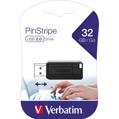 Verbatim PinStripe USB Drive - USB-Flash-Laufwerk - 8 GB - USB 2.0 - Schwarz Verbatim PinStripe USB Drive - USB-Flash-Laufwerk - 8 GB - USB 2.0 - Schwarz