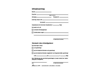 RNK RNKVERLAG - Formular für Urlaubsantrag - 40 Blatt - A5 (148 x 210 mm) 2916