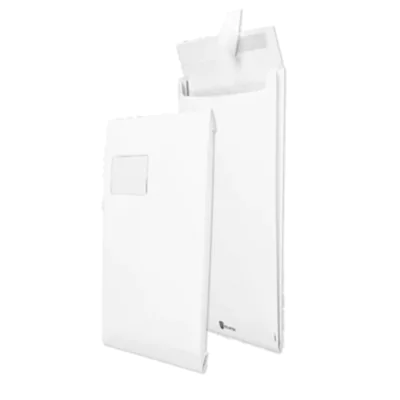 SECURITEX® Faltentasche DIN C4 229 x 324 mm (B x H) mit Fenster 130g/m² mit Haftklebung Papier weiß 100 St./Pack.