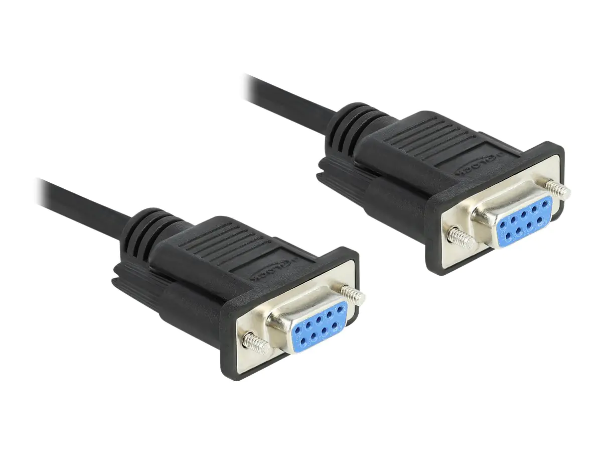 Delock - Kabel seriell - DB-9 (W) zu DB-9 (W) - 1 m - Daumenschrauben, hauchvergoldete Kontakte - Schwarz