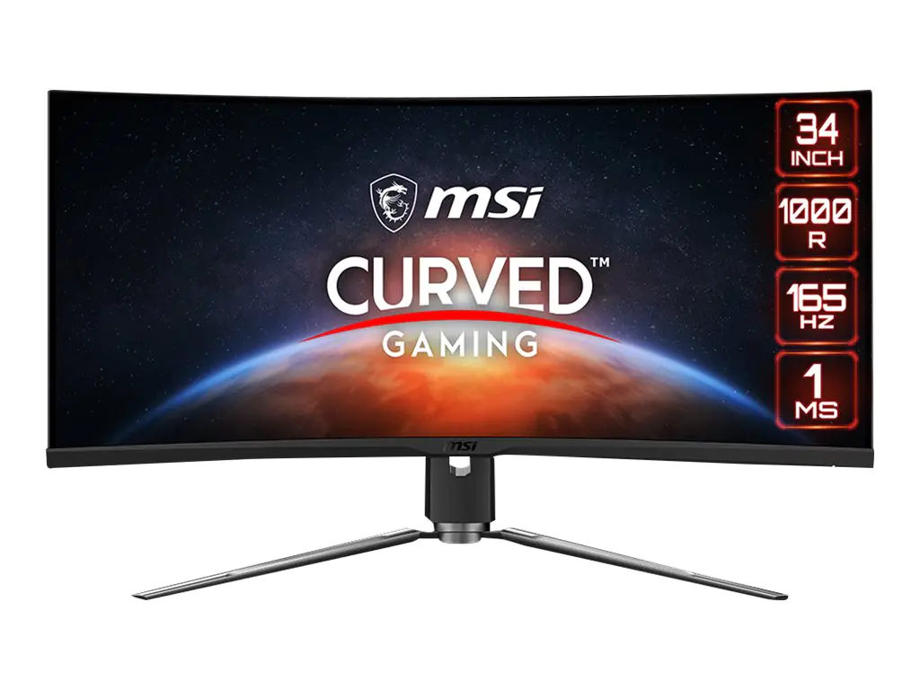 MSI MPG ARTYMIS 343CQRDE - LED-Monitor - gebogen - 86.4 cm (34") - 3440 x 1440 UWQHD @ 165 Hz - VA - 400 cd/m² - 3000:1 - DisplayHDR 400 - 1 ms - 2xHDMI, DisplayPort, USB-C - Schwarz